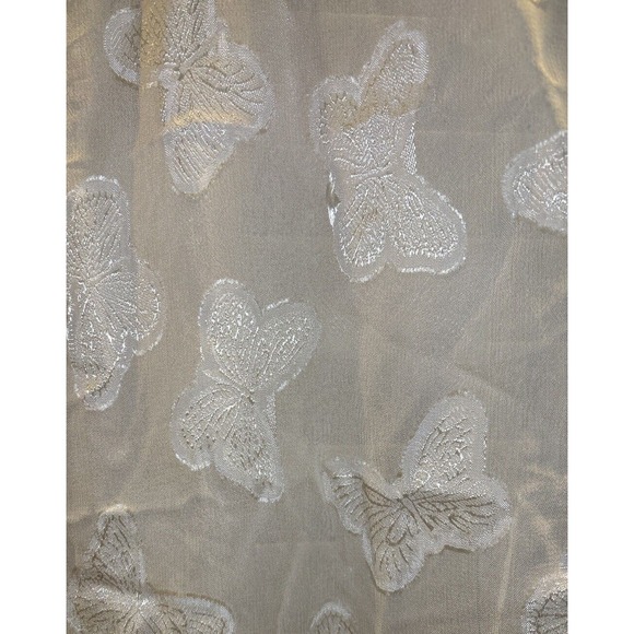 Vintage Accessories - Vintage Citara Sheer Cream‎ Embroidered Butterfly Scarf